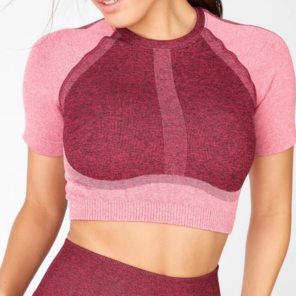 Fabletics Helena seamless crop top size m pink Heather multi